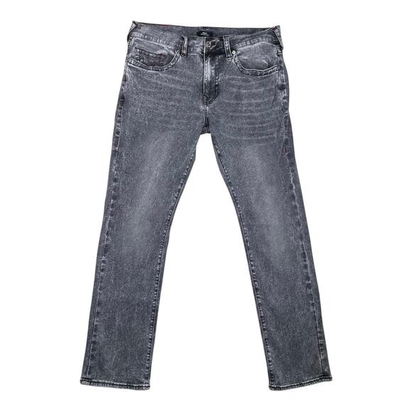 True Religion Jeans Mens 36 Black Gray Wash Ricky Relaxed Straight Stretch Denim - Picture 1 of 9